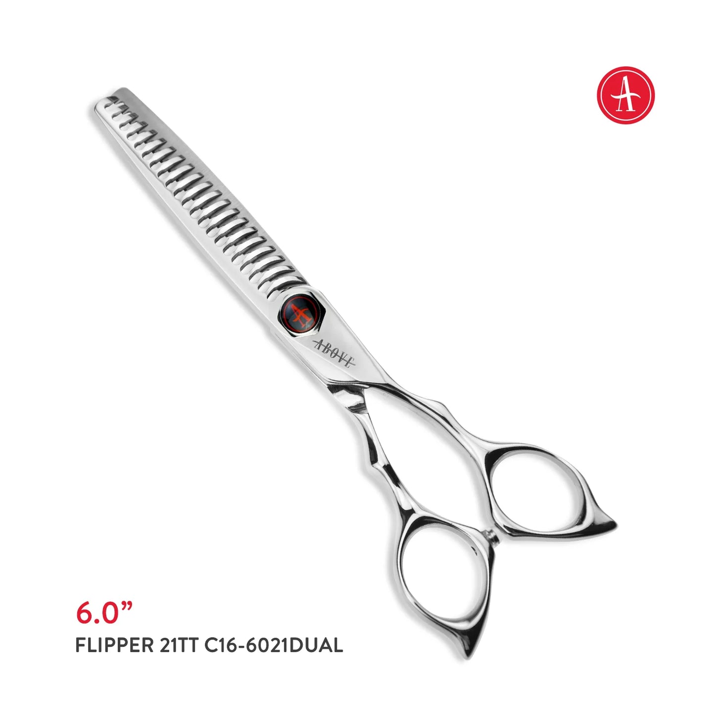 Above Flipper 21TT No-Line Dual Tooth) Blending Shears – 6.0"