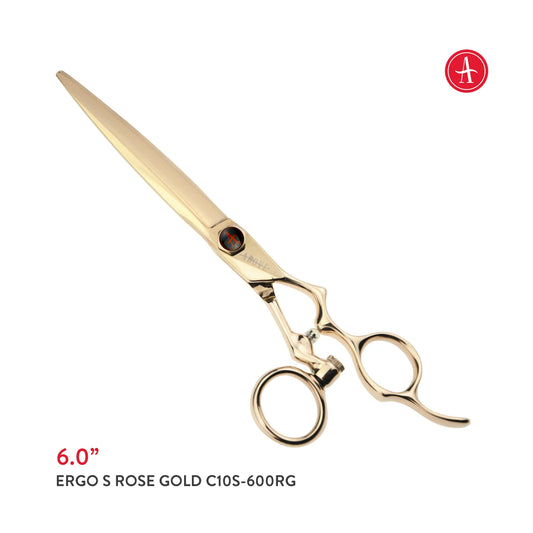 Above ErgoS Rose Gold Swivel Hair Cutting Shears – 6.0", 6.75"